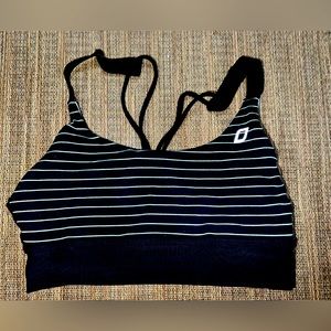 Lorna Jane Sports Bra striped black and light blue size small adjustable straps
